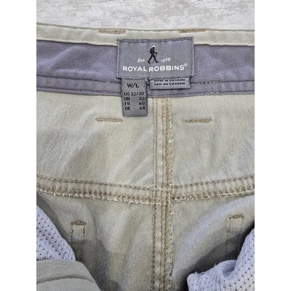 Royal Robbins Active Traveler Stretch Pants Men's 32x30 Khaki Tan Hiking Outdoor